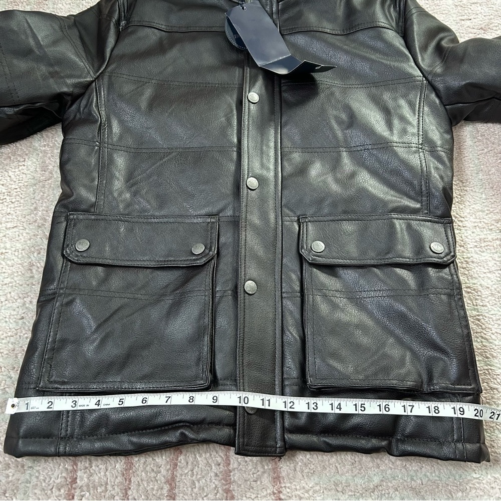 NWT‎ Emporio &Co Dark Brown Faux Leather Jacket Coat Size XXL Fits like a Large - Picture 16 of 16